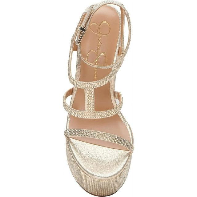 Jessica Simpson Womens Meitini Rhinestone Strappy Block Heels