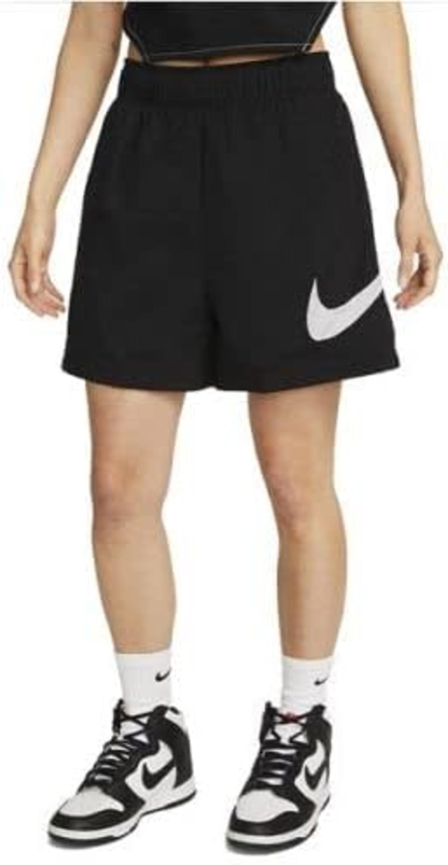 Nike Sportswear Essential Women's High-Rise Woven Shorts, W Medium, White/Black