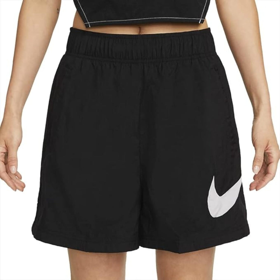 Nike Sportswear Essential Women's High-Rise Woven Shorts, W Medium, White/Black