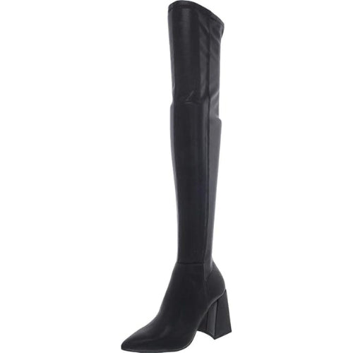 Steve Madden Womens Experience Faux Leather Pointed Toe Over-The-Knee Boots