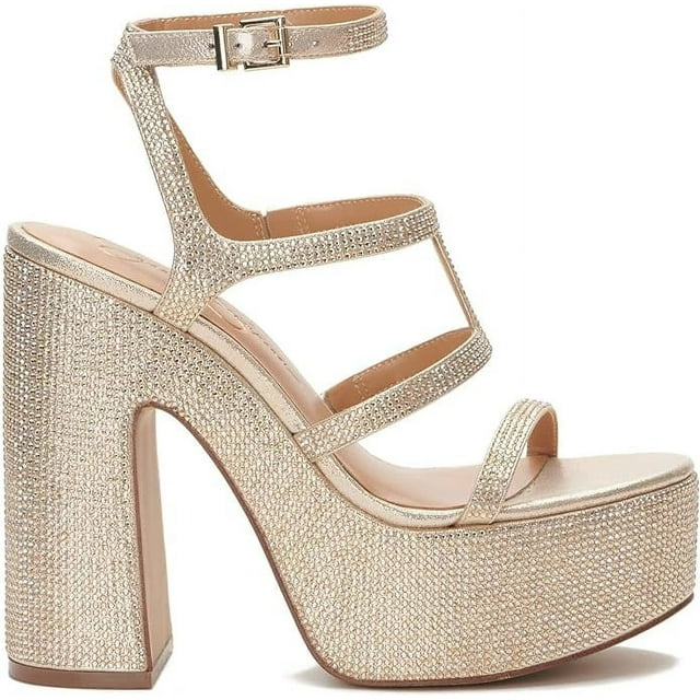 Jessica Simpson Womens Meitini Rhinestone Strappy Block Heels