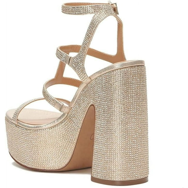 Jessica Simpson Womens Meitini Rhinestone Strappy Block Heels