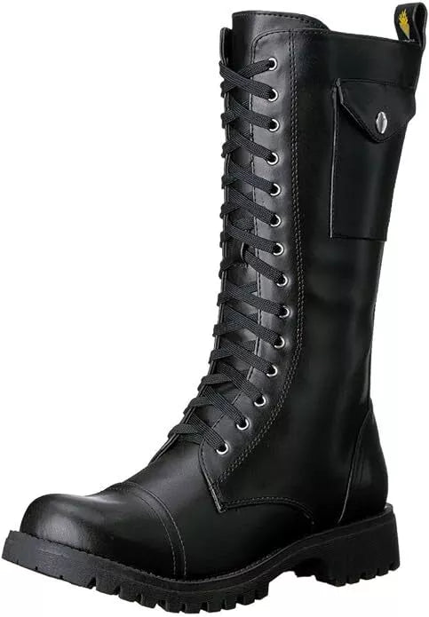 Volatile Stash Black Combat Boots for Women - Knee High Military Rocker Style