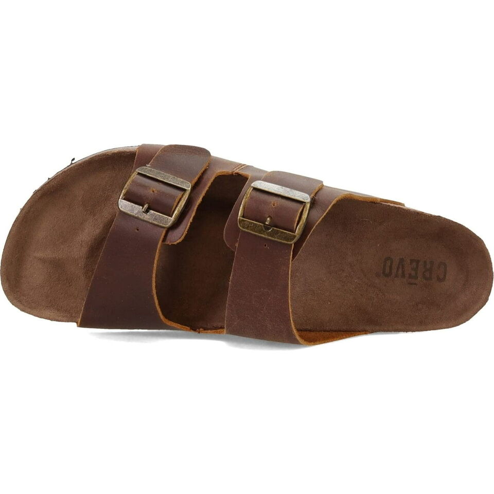 Crevo Sedono Men's Leather Buckle Cork Casual Sandals - Hipster Trendy (Brown)