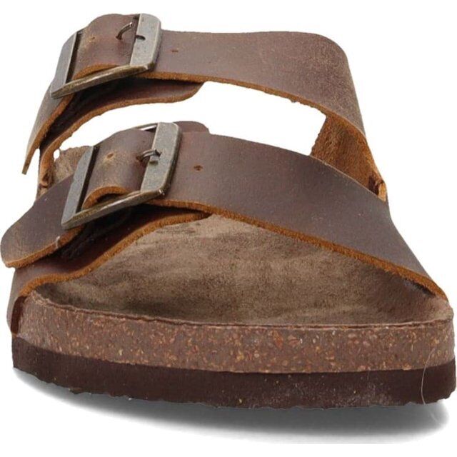 Crevo Sedono Men's Leather Buckle Cork Casual Sandals - Hipster Trendy (Brown)