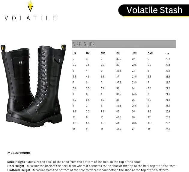 Volatile Stash Black Combat Boots for Women - Knee High Military Rocker Style